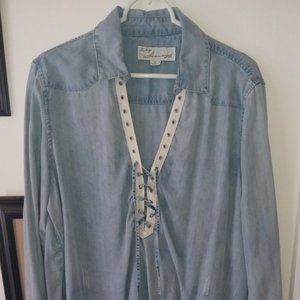 Lace Up Denim Shirt
